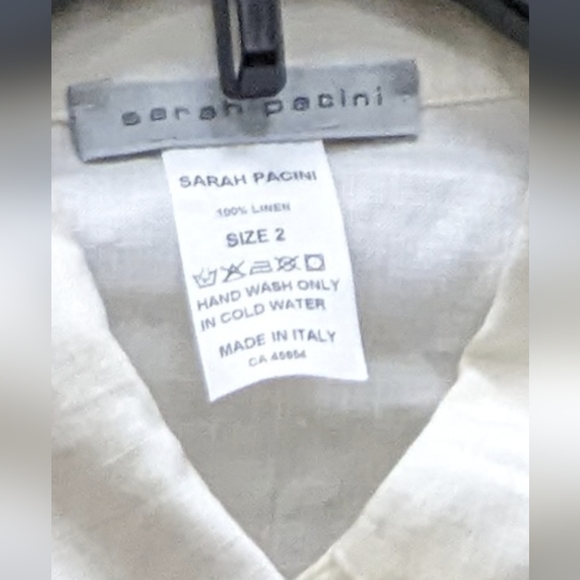 Sarah Pacini Vintage 100% Linen Button down shirt, Made in Italy  white, size M - Picture 11 of 13